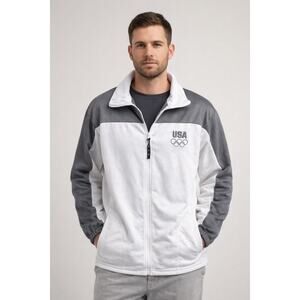 Vintage Authentic Team USA Olympic Committee Fleece-Lined Track Jacket Mens XL